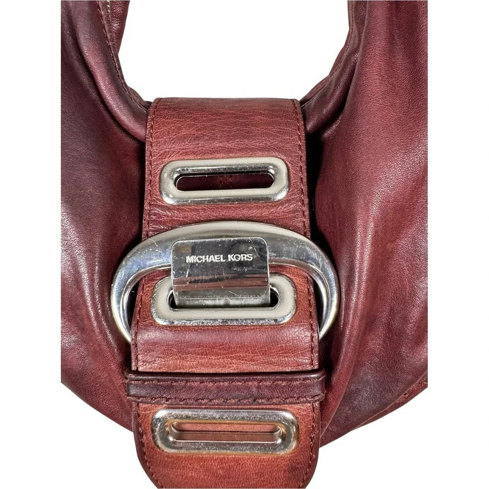 Michael Kors Leather Hobo Shoulder Bag Purse Y2K Bohemian Brown Buckle